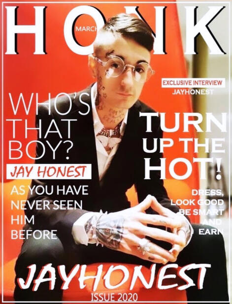 Ottawa, Canada rapper Jay Honest graces the cover of Honk Magazine as an artist on the rise August 13, 2020 Jay honest, Choyce Cincere Release “Ca$h Gun$” Jay honest “Jordan Whelan” a canadian and American Singer and Music producer, Choyce Cincere have released their anticipated collaboration, “Cash guns”.