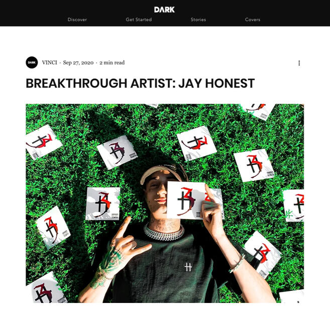 Dark Magazine Breakthrough Artist Jay Honest Hits The Cover Of The Magazine. Dark Magazine Breakthrough Artist Jay Honest Hits The Cover Of The Magazine.